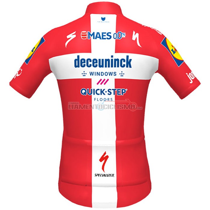 Abbigliamento Ciclismo Deceuninck Quick Step Campione Danimarca 2021 Manica Corta
